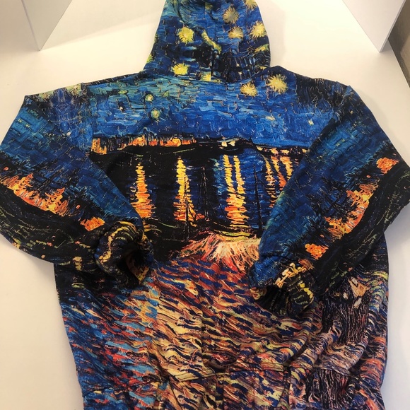 Yizzam Hoodie Sweat Shirt Size M, Van Gogh "Starry Night over the Rhone" - Picture 6 of 10